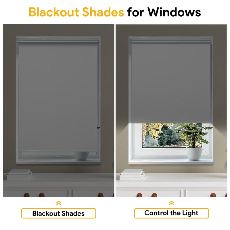 Sunfree Blackout Roller Shades Window Shades Cordless Blackout Window Blinds with Thermal Insulated for Bedroom,Office,24" W x 72" H,White - Image 2